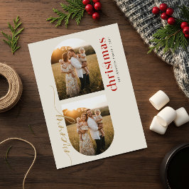 Arched 3 Photo Family Christmas Cards Julkort