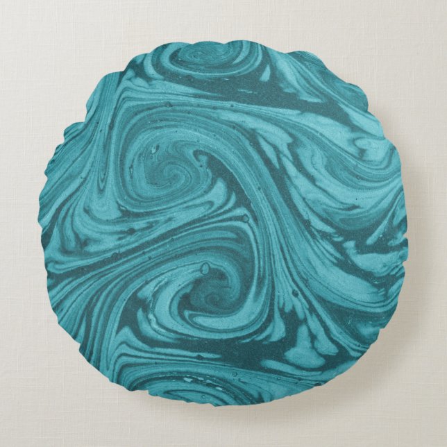 Arched and Curved backdroppe i toner av turkos.  Rund Kudde (Framsidan)