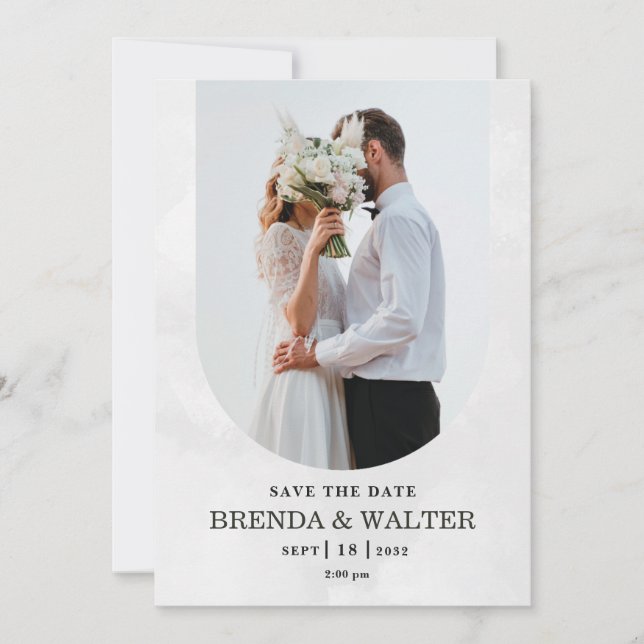 Arched Boho Modern Minimalist Photo Wedding  Inbjudningar (Framsida)