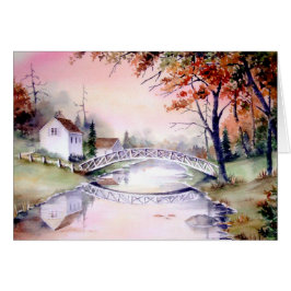 Arched Bridge New England Watercolor Painting Hälsningskort