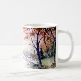 Arched Bridge New England Watercolor Painting Kaffemugg