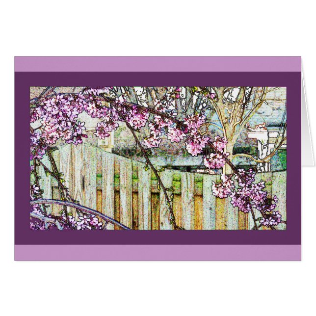 Arched Cherry Blommar Gren kort (Framsidan Horizontal)