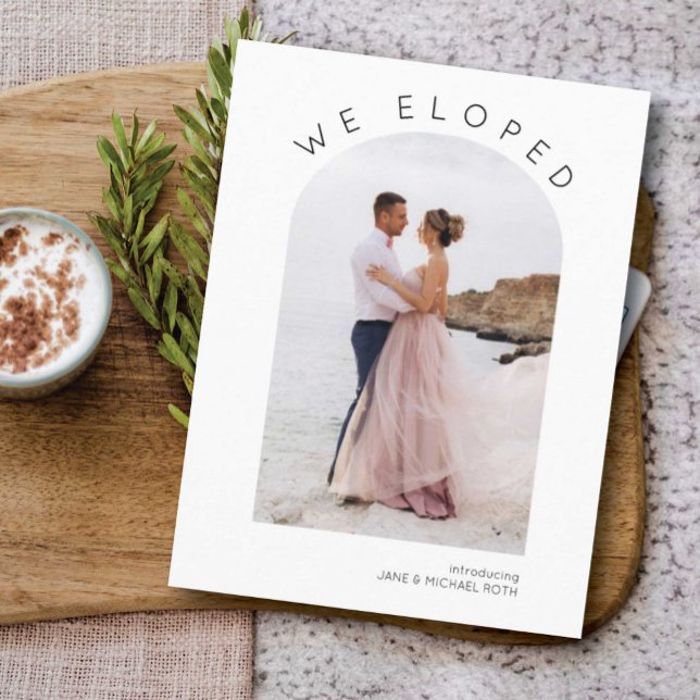 Arched Elopement/Bröllop-meddelande Meddelande Vykort (Skapare uppladdad)