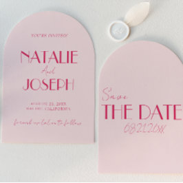 Arched Light Deep Pink Minimalist Wedding Spara Datumet