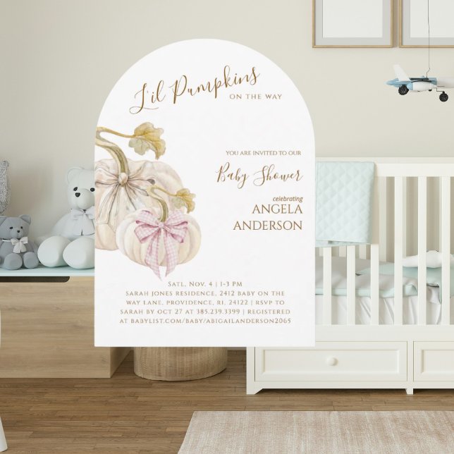 Arched Li'l Pumpkins on the Way Twins Baby Shower Inbjudningar (Skapare uppladdad)
