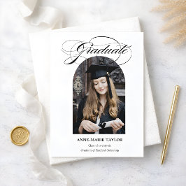 Arched Photo and Script Graduate Announcement Inbjudningar