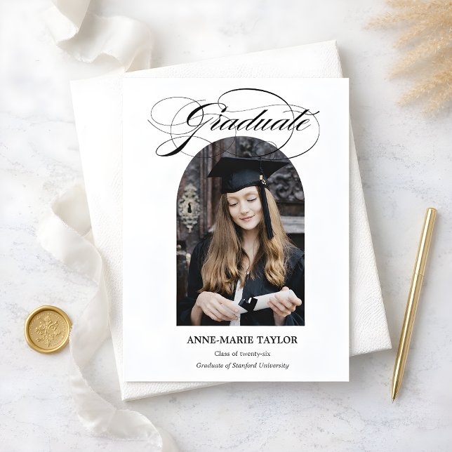 Arched Photo and Script Graduate Announcement Inbjudningar (Skapare uppladdad)