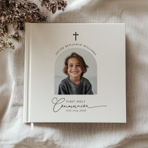 Arched Photo First Communion Boy Gästböcker