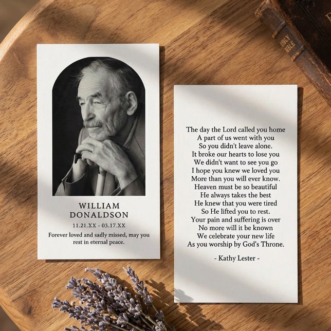 Arched Photo Funeral Sympathy Prayer Visitkort (Skapare uppladdad)