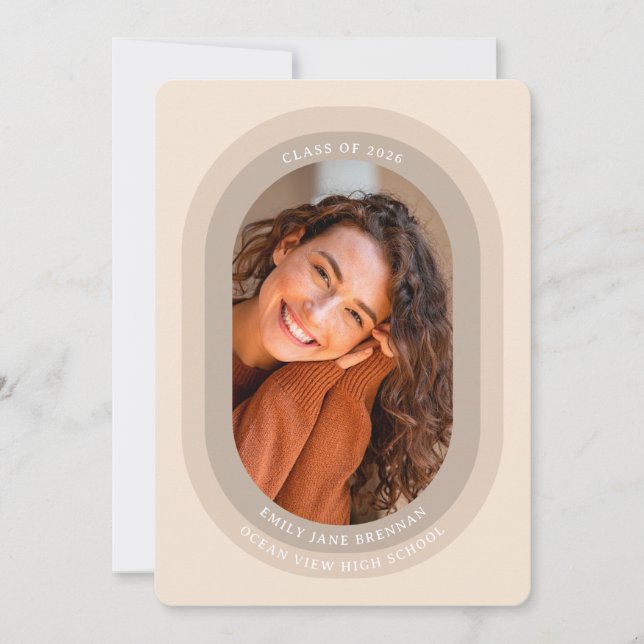 Arched Photo Graduation Announcement Card Meddelande (Framsida)