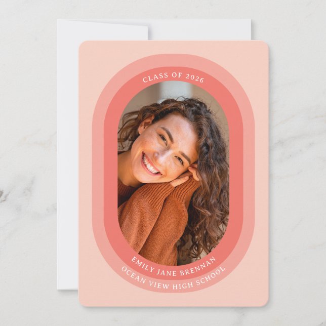 Arched Photo Graduation Announcement Card Meddelande (Framsida)