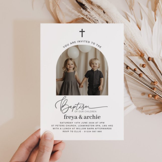 Arched Photo Joint Baptism-inbjudan Inbjudningar (Skapare uppladdad)