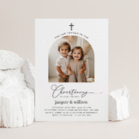 Arched Photo Joint Christening-inbjudan