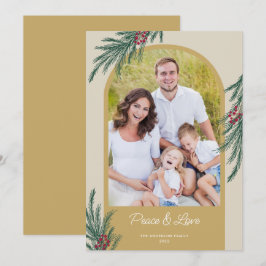 Arched Photo Winter Greenery Peace & Kärlek Julkort