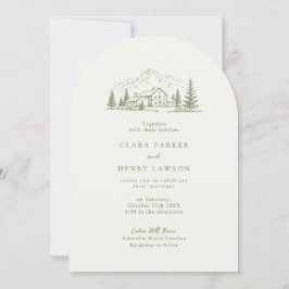 Arched Sage Mountain Photo Wedding Invitation Inbjudningar