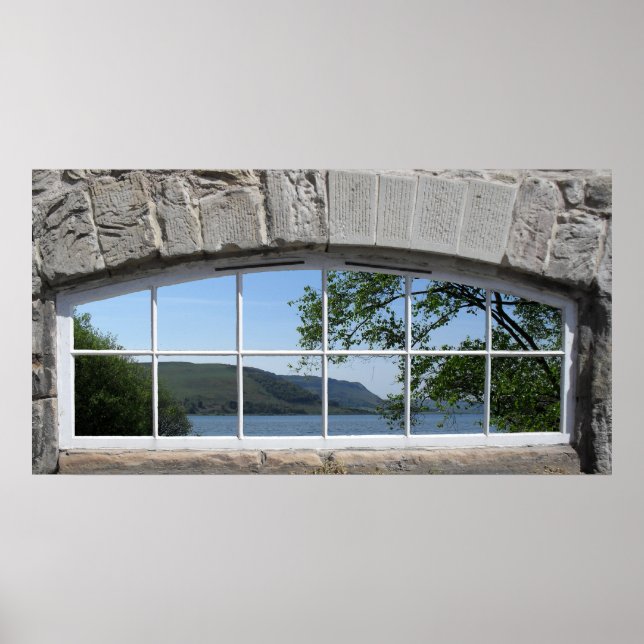 Arched Window - Fake View of Sottish Loch Poster (Framsidan)