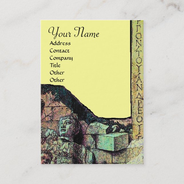 ARCHEO /Antiquary,Archeology Monogram,Gult Grönt Visitkort (Framsida)