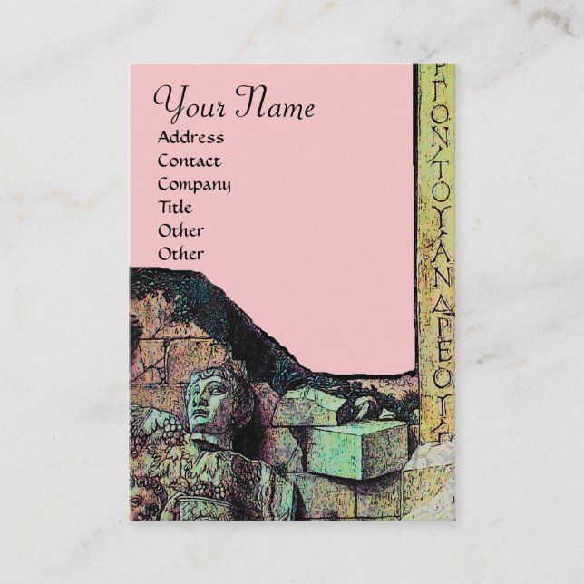 ARCHEO /Antiquary,Archeology Monogram,Rosa Grönt Visitkort (Framsida)