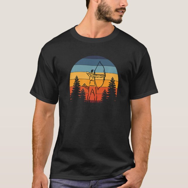 Archer Bow Longbow Vintage Retro hand T Shirt (Framsida)
