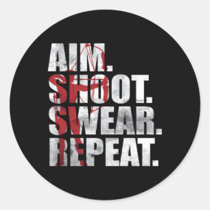 Archer Bowhunting Aim Shoot Swear Repeat Archery Runt Klistermärke