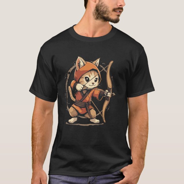Archer Cat på Bågskytte T Shirt (Framsida)