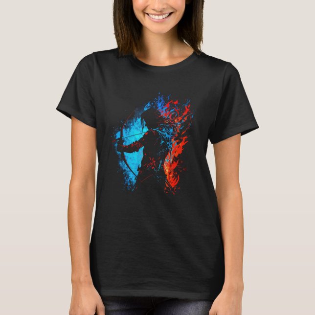 Archer Flames Archery Retro Bow and Arrow T Shirt (Framsida)