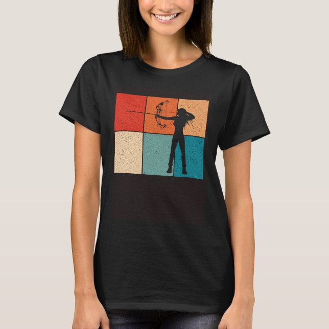 Archer Girl Shooting with Arrow and Bow Archery T Shirt (Framsida)