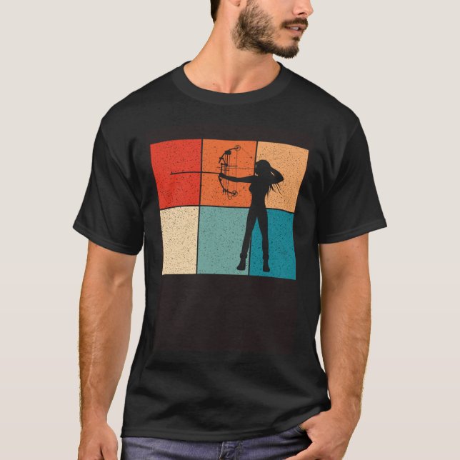 Archer Girl Shooting With Arrow And Bow  Archery T Shirt (Framsida)