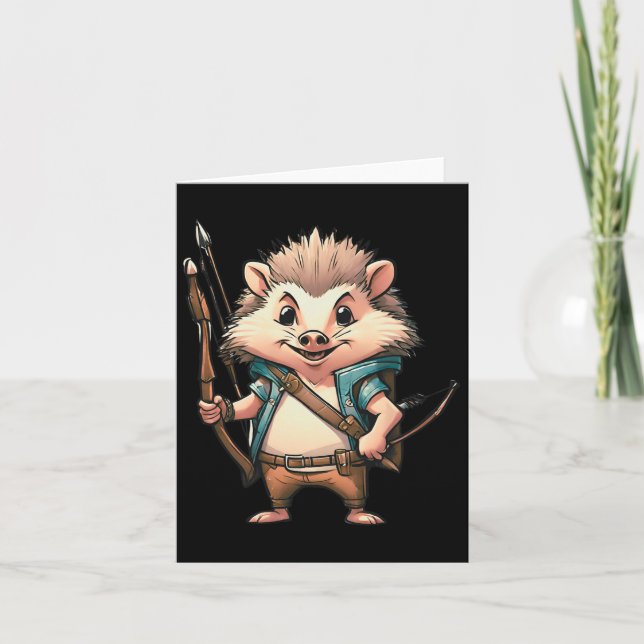 Archer Hedgehog Archery Hunting Gift Manar Wo Kort (Framsida)