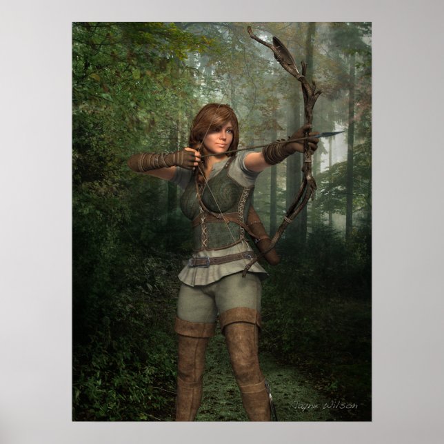 Archer i Forest Fantasy Art Print Poster (Framsidan)