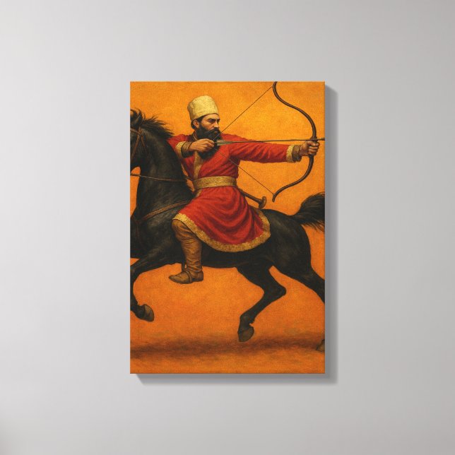 Archer i Red Robe på Black Warhorse Canvastryck (Framsida)