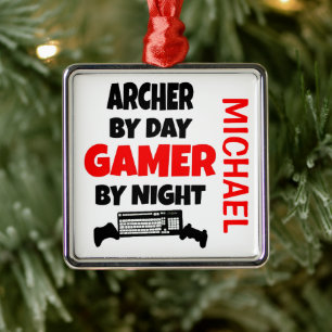 Archer Kärlek spelar videospel Julgransprydnad Metall