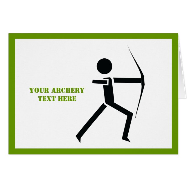 Archer med gigkort för bågsvart grönt hälsningskort (Framsidan Horizontal)