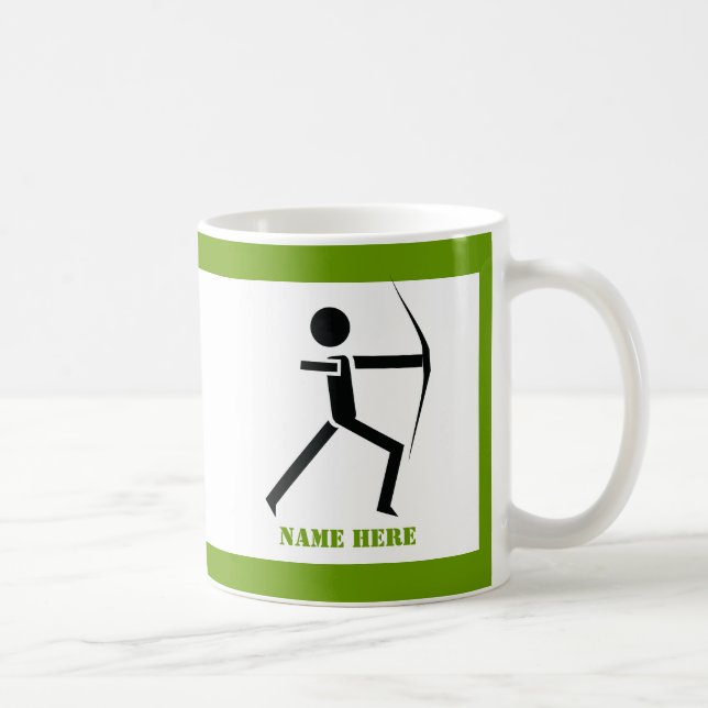 Archer med sin anpassningsbar för gröntens svarta  kaffemugg (Höger)