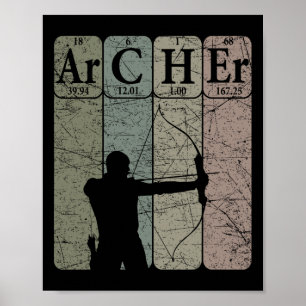 Archer Periodic Bord Inslag Bow Hunting Archery Poster
