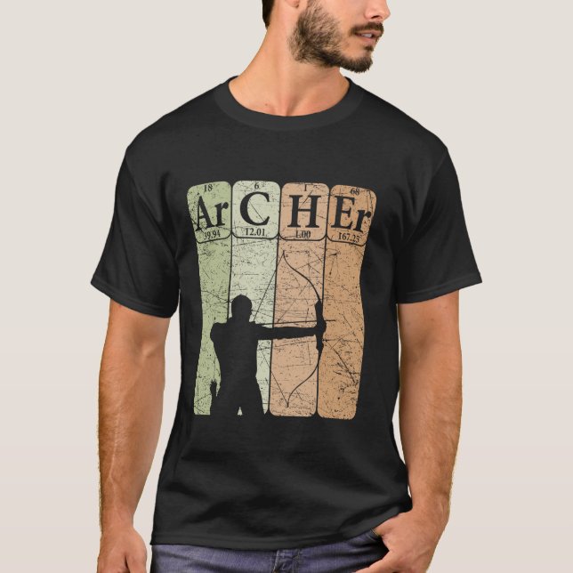 Archer Periodic Bord Inslag Bow Hunting Archery T Shirt (Framsida)
