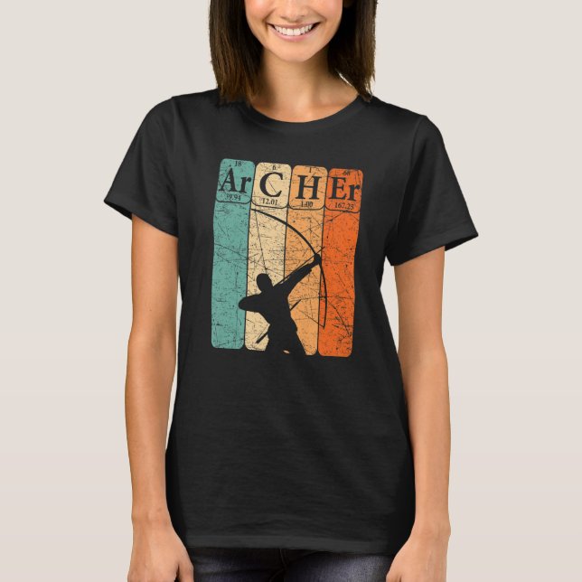 Archer Periodic Bord Inslag Bow Hunting Archery T Shirt (Framsida)