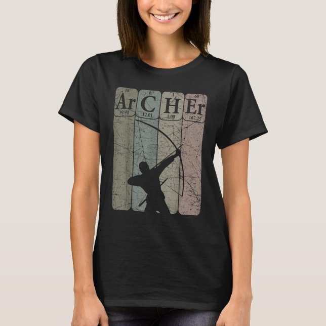 Archer Periodic Bord Inslag Bow Hunting Archery T Shirt (Framsida)