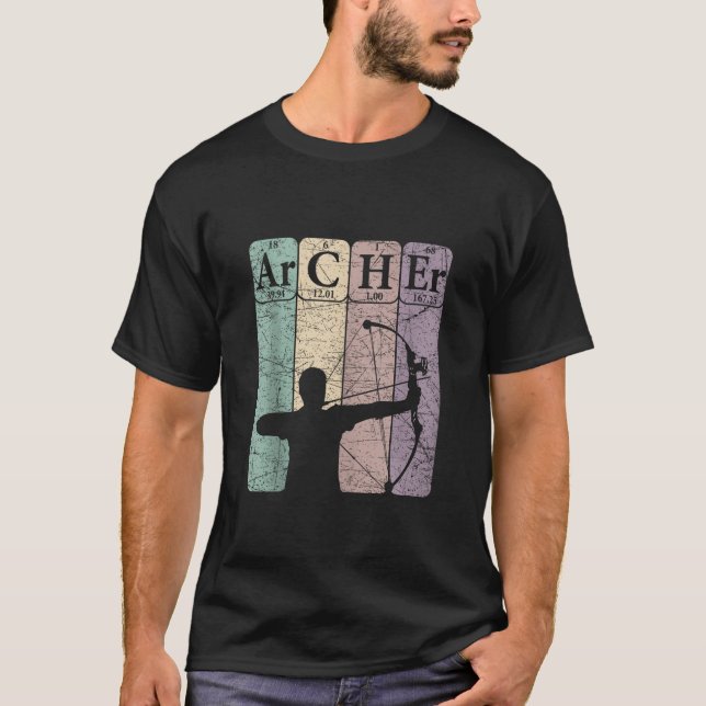 Archer Periodic Bord Inslag Bow Hunting Archery T Shirt (Framsida)