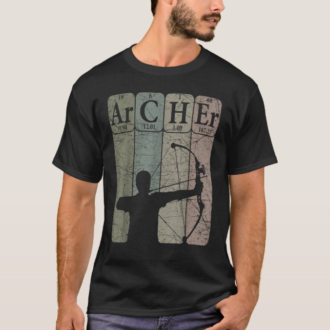Archer Periodic Bord Inslag Bow Hunting Archery T Shirt (Framsida)