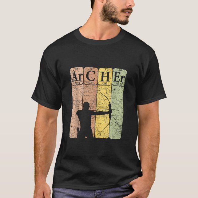 Archer Periodic Bord Inslag Bow Hunting Archery T Shirt (Framsida)