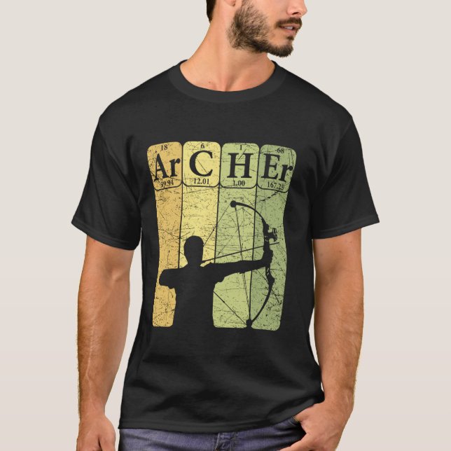 Archer Periodic Bord Inslag Bow Hunting Archery T Shirt (Framsida)