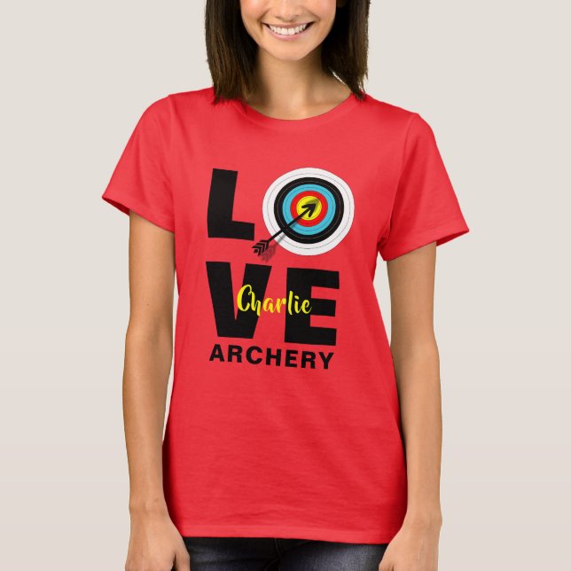 Archer Target Board Kärlek Archery Personlig T Shirt (Framsida)