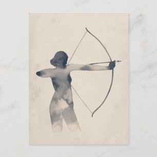 Archeress Watercolor Silhouette Vykort