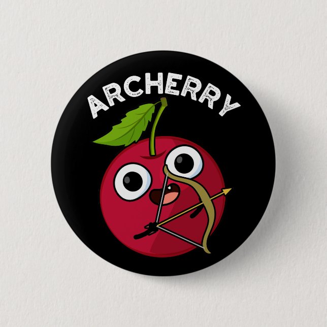 Archerry Funny Fruit Archery Pun Mörk BG Knapp (Framsida)