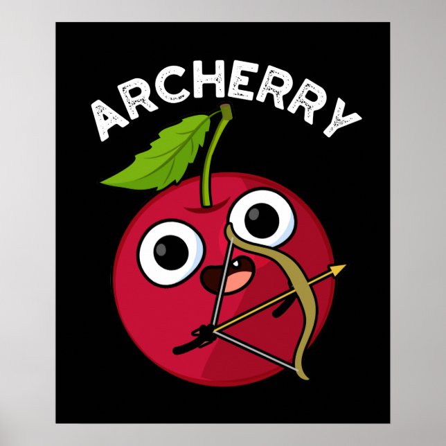 Archerry Funny Fruit Archery Pun Mörk BG Poster (Framsidan)