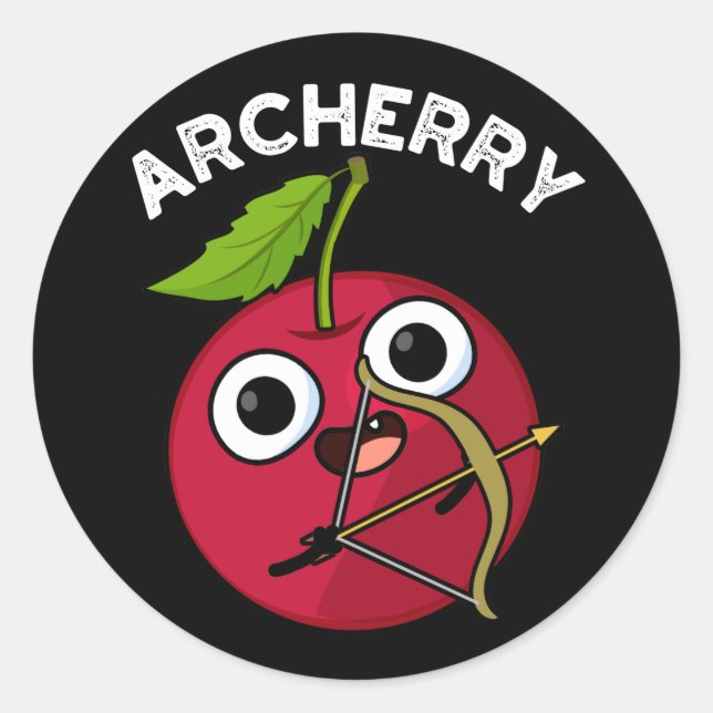 Archerry Funny Fruit Archery Pun Mörk BG Runt Klistermärke (Framsida)