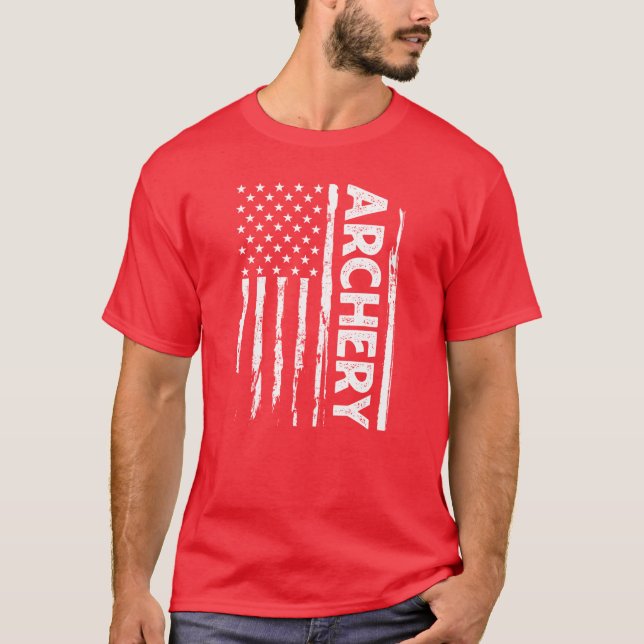 Archery American Flagga T Shirt (Framsida)