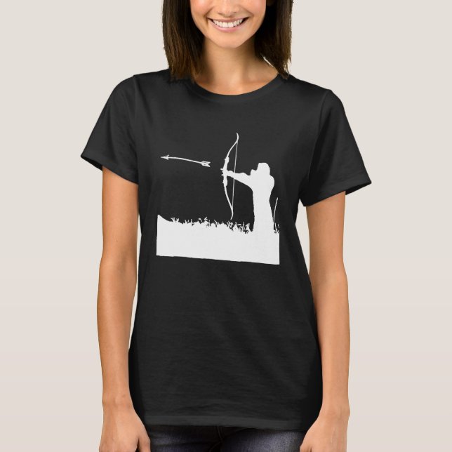 Archery Archer Bow Arrow Black T Shirt (Framsida)