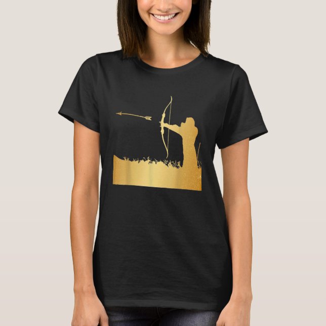 Archery Archer Bow Arrow Guld Funny Party T Shirt (Framsida)